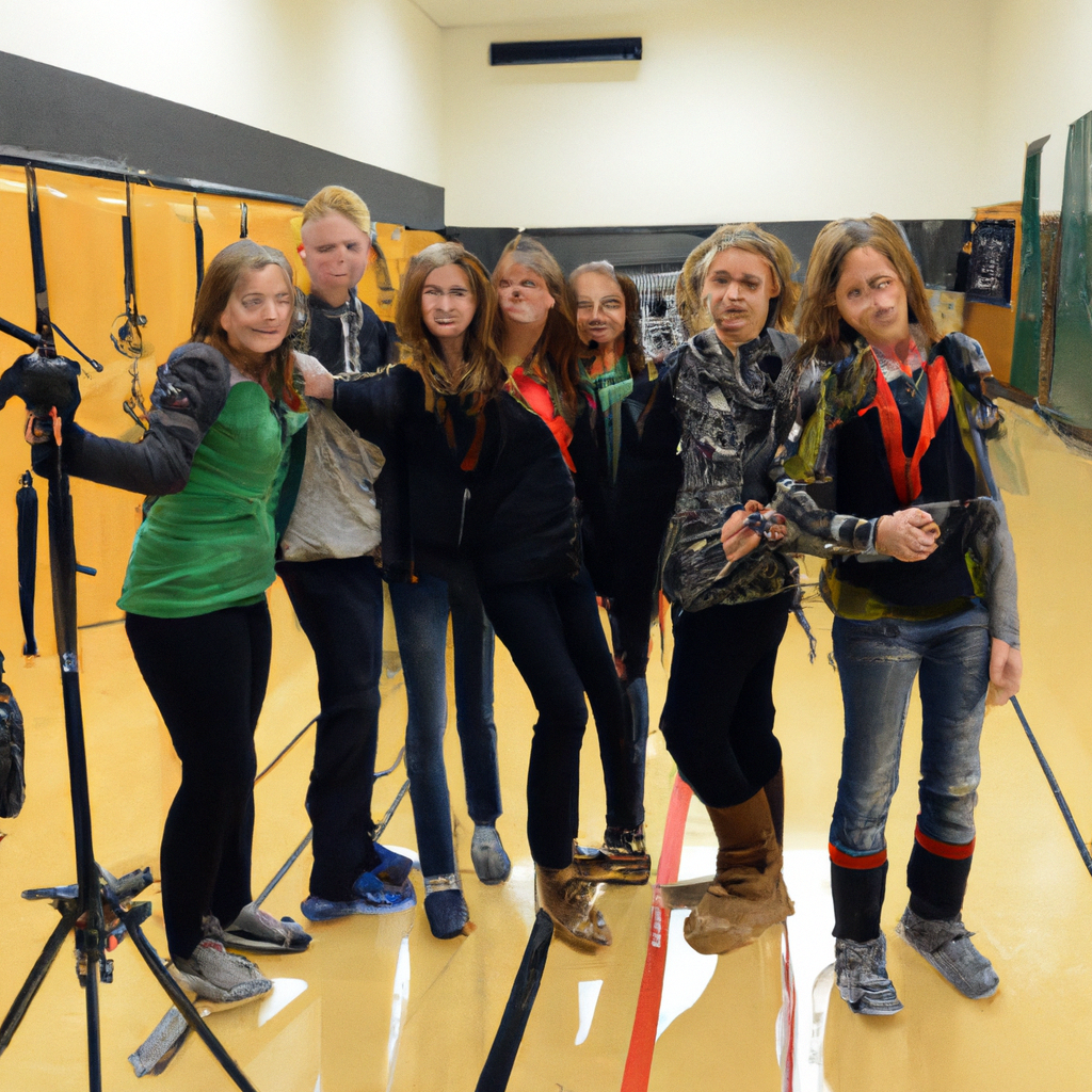 Estudiantes de fotoreportaje con cámaras en un estudio luminoso, estilo moderno y minimalista