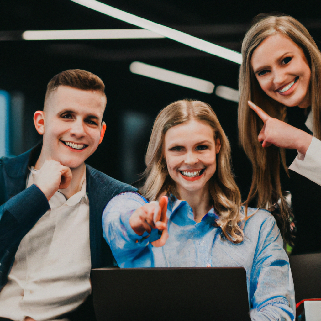 Улыбающаяся профессиональная команда в современном офисе с мягким боке